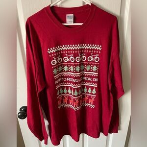 Men’s long sleeve Christmas biker tee shirt size XL